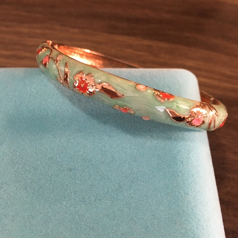 Rose gold, light blue handcrafted bracelet